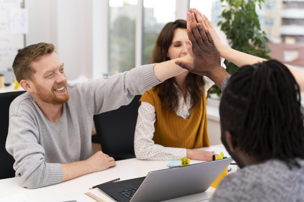 employee's high fiving
